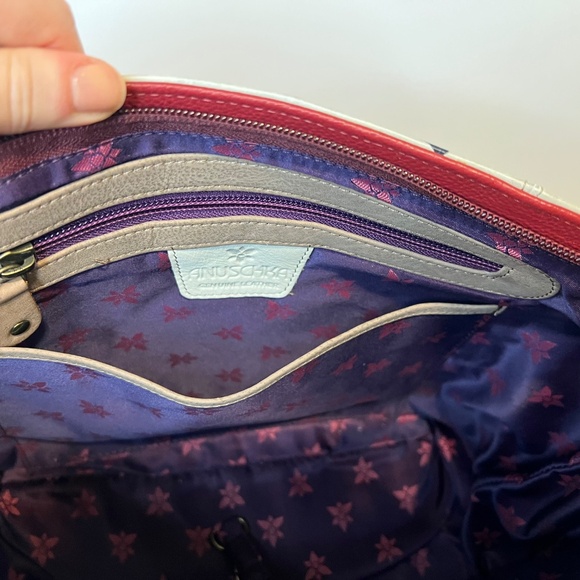 ANUSCHKA Purse Hand Painted Floral Flowers Leather Large Colourful Handbag - Picture 13 of 16